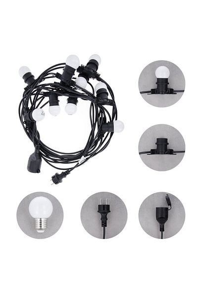 Proxxon Decorative outdoor light garland Forever Light 12m with 10 LED bulbs E27, G45 White IP65