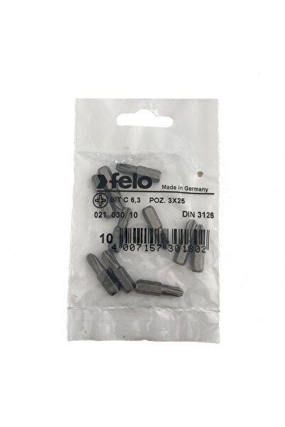 FELO Set of 10 bits Felo, series Industrial profile Pozidrive, C6.3, PZ3, 25mm