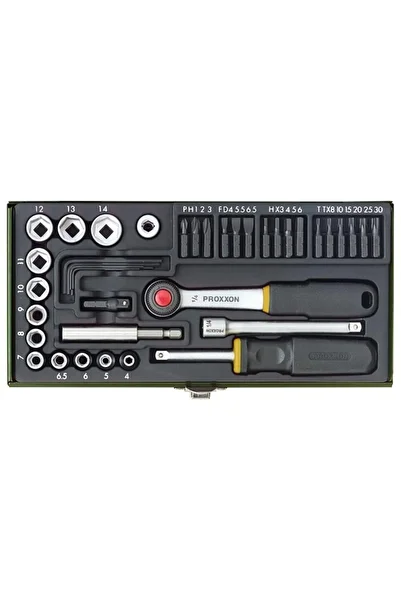 Proxxon Bit and socket set, 23070, 1/4", 39 pcs