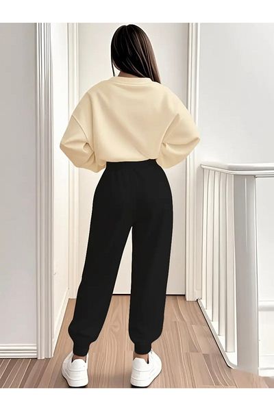 FUFLUNS Star Printed Unisex Oversize Circle Neck Bottom/Upper Tracksuit Set