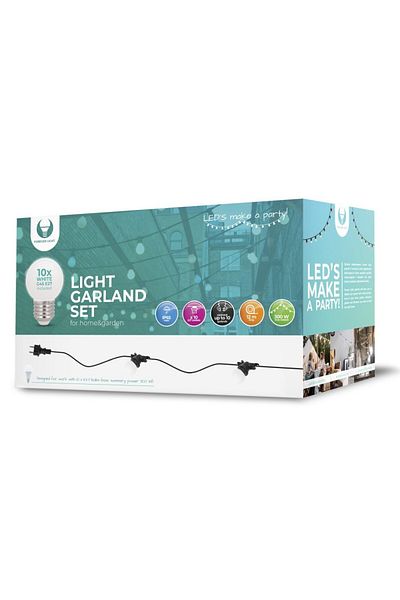 Proxxon Decorative outdoor light garland Forever Light 12m with 10 LED bulbs E27, G45 White IP65