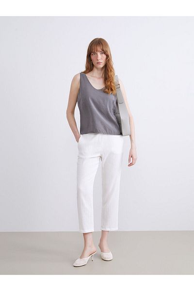 LC Waikiki Quality Parts from Celebi Store |   Anthracite V-Neck Modal Blended Blouse