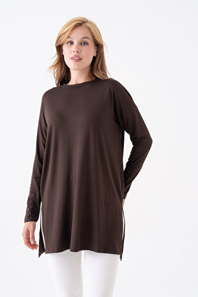 mermaya Premium Kalite, Acı Kahve, Penye Tunik.