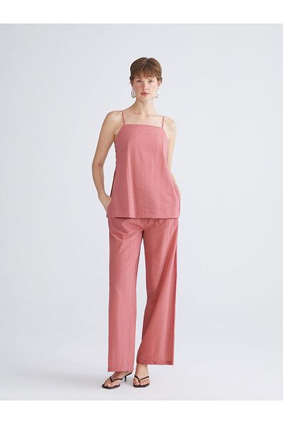 LC Waikiki Sparkling Selections from Shining Store |   Pink Wide Leg Women's Trousers with Elastic Waist