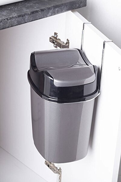 Genel Markalar Gri Renkli Dolap İçi 5.5 Litre Çöp Kovası, Asmalı ve Şık Tasarım