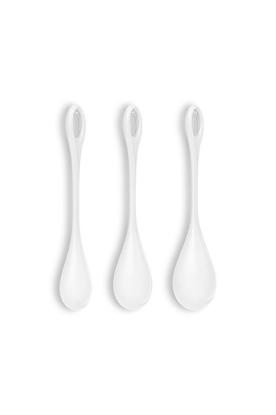 OEM Kegel Balls for Intimate Muscle Toning, White, 3 Pieces Made of Medical Silicone, Satisfyer Yoni Power