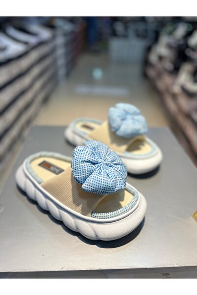 Akınal Bella Papuci puf colorați pentru femei cu fundă