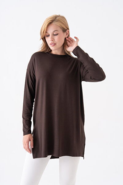 mermaya Premium Kalite, Acı Kahve, Penye Tunik.