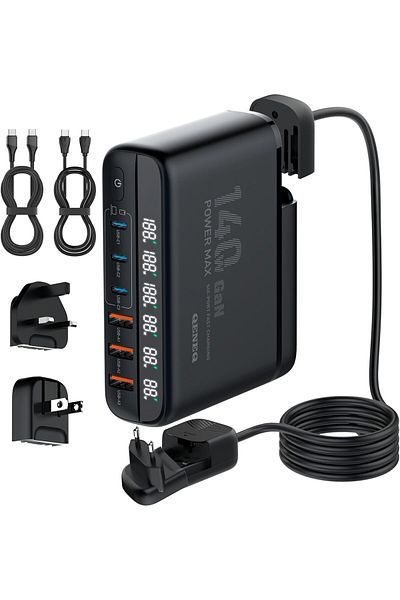 LDNIO Incarcator Retea 140W GaN LINDO A6140C, Incarcare rapida, 3xUSB-A, 3XUSB-C, Compatibil EU UK US