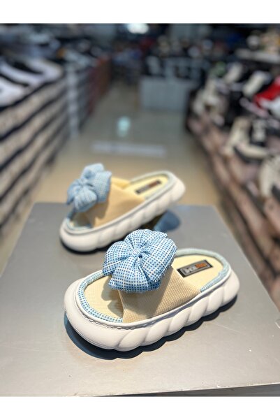 Akınal Bella Papuci puf colorați pentru femei cu fundă