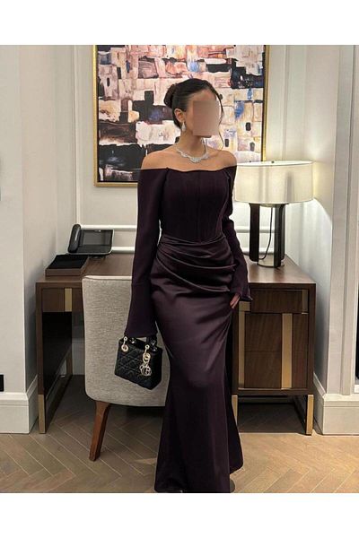 MEZON FASHION فستان بني ناعم