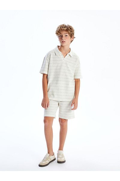 LC Waikiki Quality Parts from Celebi Store |   Ecru Polo Neck Boys' T-Shirt and Shorts
