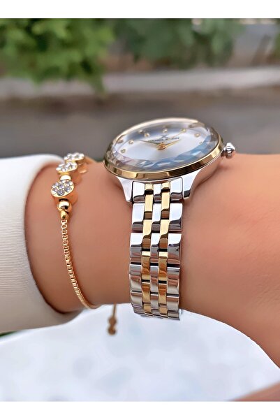 Daniel Klein Brand Yellow Silver Color Women's Wristwatch - Bracelet Gift