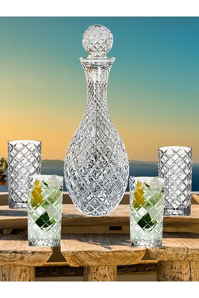 MADAME LUDA 13 Piece 6-Person Rakı Glass-Wine Set. (12 Raki Glasses + 1 Raki-Wine-Wine-Whiskey Carafe)