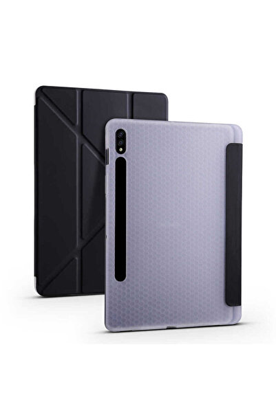 Scikossi حافظة Galaxy Tab S7 T870 متوافقة مع حافظة SCKS ثلاثية الطي مع حامل ومقصورة قلم - أسود