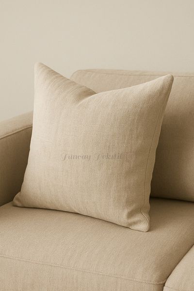 TUNCAY TEKSTİL Buldan Business Bodrum Washed Linen Simple Plain Throw Pillow Cover
