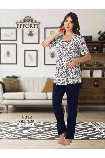 EM&FA TEKSTİL Maternity Maternity Button Detailed Short Sleeve Pajama Set