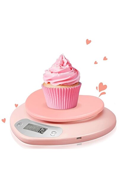Generic ميزان طعام رقمي على شكل قلب وردي اللون من إكسفور مع شاشة LCD، سعة 11 ...