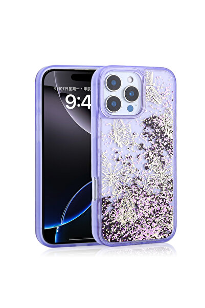 sickossi حافظة لهاتف آيفون 15 برو ماكس، غطاء سائل لامع مطبوع عليه فراشة، سطح ...