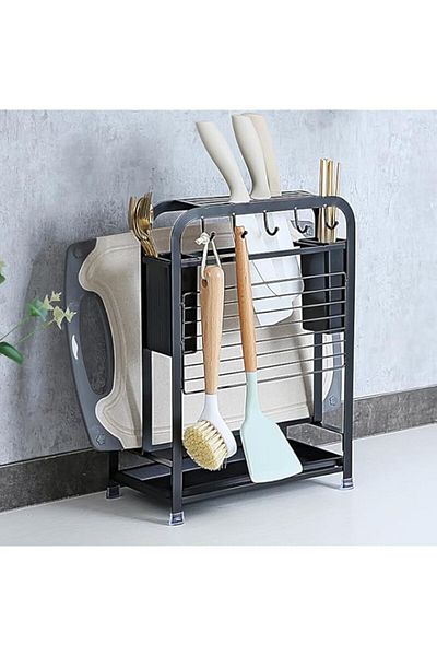 Generic Belvery Knife Holder Cutting Board Holder Cutlery Drainer Basket Cooking Cutlery Organizer All In 1