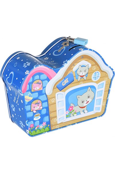 nesever store Kedi Kulube Tasarımlı Metal Kilitli Kumbara