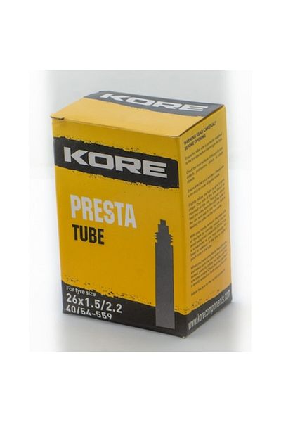 KORE Bicycle Inner Tube 26 x 1.5/2.2, Presta Valve, Standard Valve Length