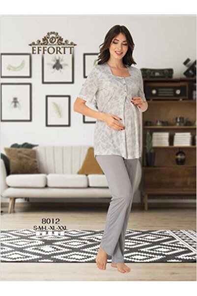 EM&FA TEKSTİL Maternity Maternity Button Detailed Short Sleeve Pajama Set