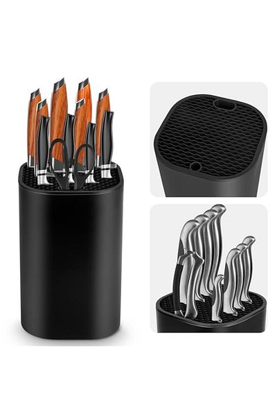 Generic Ninonly - Knife Block 2 in 1 Knife Block Universal Square Kitchen Knife Block with Scissor Slot, Sp