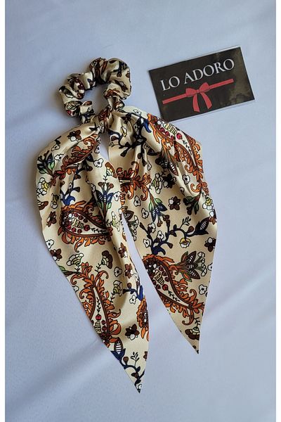 LO ADORO Scarf Rubber Buckle Satin Women's Bun Buckle Bag Neck Scarf Bandana Bagel Scarf Comes Off Rubber