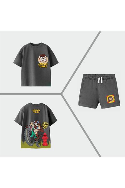 JELİBOOM Looney Tunes Taz Boy Shorts Suit 100% Cotton