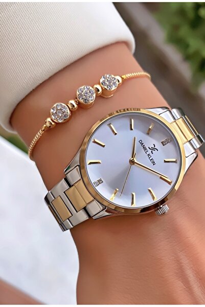 Daniel Klein Gold Colored Women's Wristwatch and Bracelet Gift