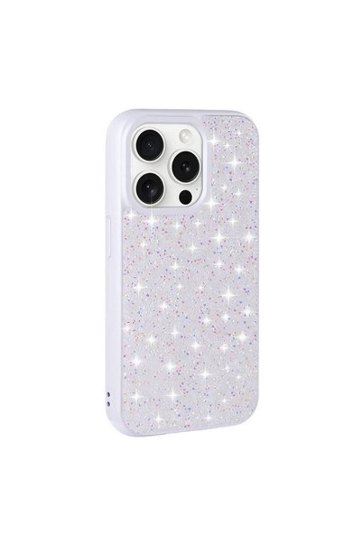 sickossi iPhone 15 Pro Max Compatible Shiny Stone Design Diamond Scks Case-White