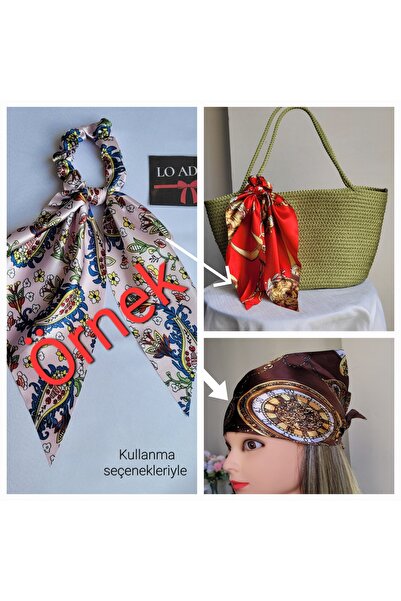 LO ADORO Scarf Rubber Buckle Satin Women's Bun Buckle Bag Neck Scarf Bandana Bagel Scarf Comes Off Rubber
