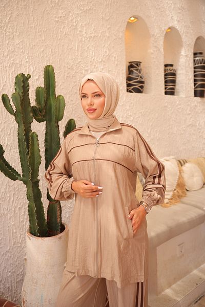 MİMİ Luxury Wear Women's Stylish Sport Tracksuit Set Zipper & Bottom Top Set