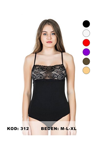 NightLove Dk Siyah Dantelli Çıtçıtlı Body 312
