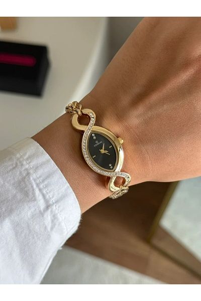 RoseandRoses Enfina Infinity Design Women's Wristwatch Gold (Black Dial)