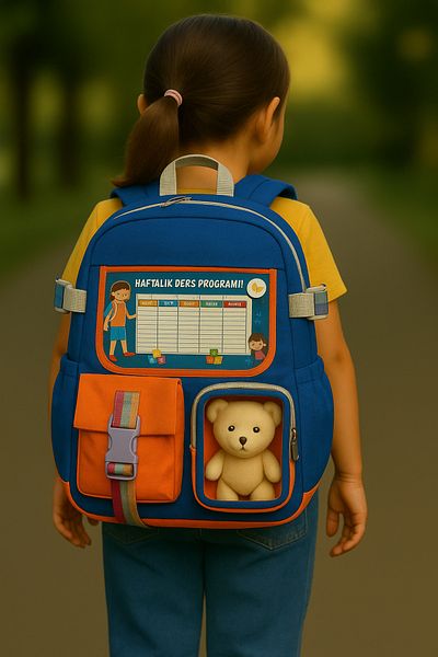 ANI OFİS KIRTASİYE A K Cute School Bag with Plush Toy – Suitable for Primary and Secondary Schools + Teddy Bear Gift - Model7