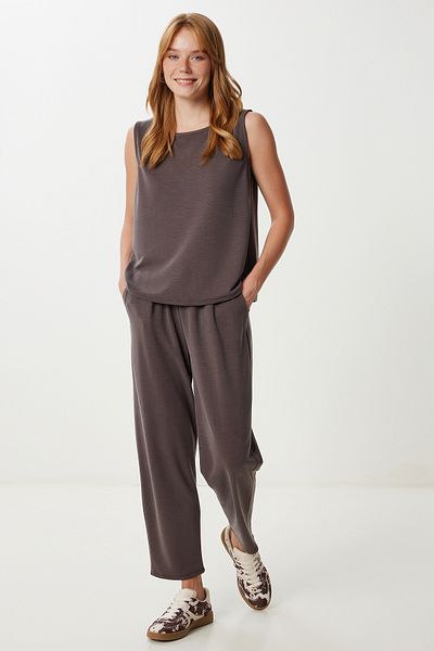 Lovelyİstanbul Modal Blouse Pants Set Ldz0039 Brown