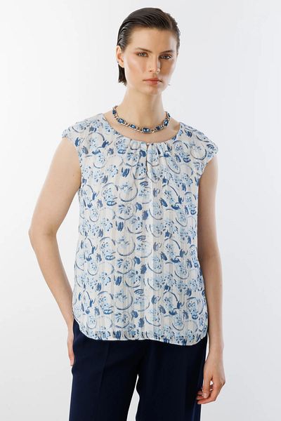 Ekol Patterned Sleeveless Blouse-3124