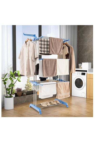 Razo Vertical Clothes Dryer, Razo, Mobile and Foldable for Small Spaces, Adjustable, up to 50 kg, Blue