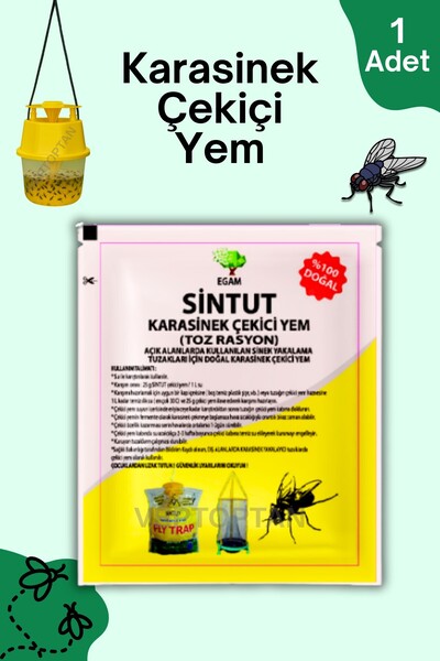 vettoptan Karasinek Tuzağı 1 Adet 25 GR Sintut Karasinek Çekici Yem Kara Sine...