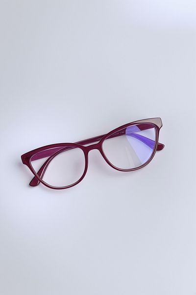 BAPPİR Blue Light Protection Cat Eye Glasses Optically Compatible Blue Block Transparent Claret Red Frame