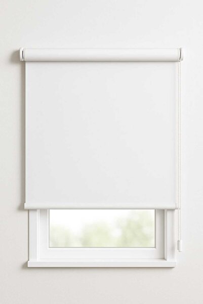 BULUT beyaz blackout karatmalı kalın stor perde aliminyum boru ve kasa