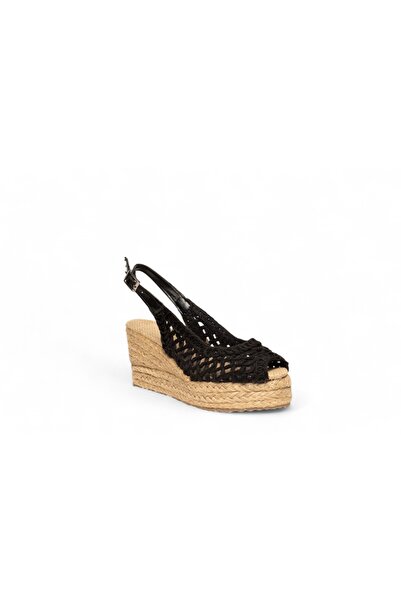 Kartezyen yeni sezon ithal kalite fındık burun lu hasır detaylı dolgu topuklu...