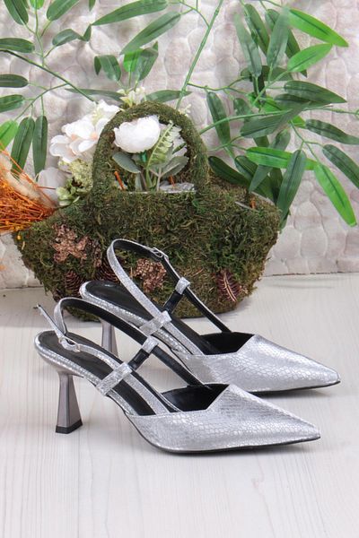 fort 087-90 Fls Printed Open Back Closed Front Heeled Shoes