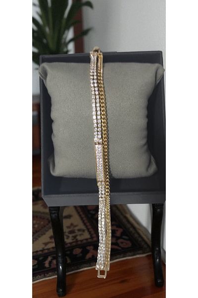 XUPING JEWELRY Double Chain Zircon Stone Steel Bracelet