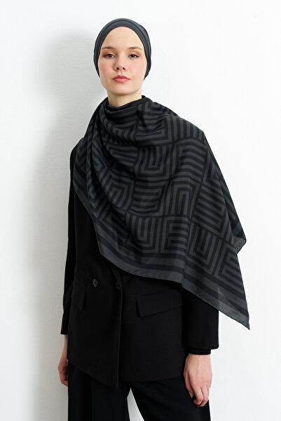 bow collect Pamuk İpek Monogram Desen Şal