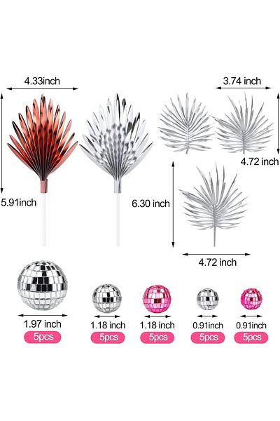 Baloane Vesele Disco Party Cake Decoration Set For Birthdays TOP116
