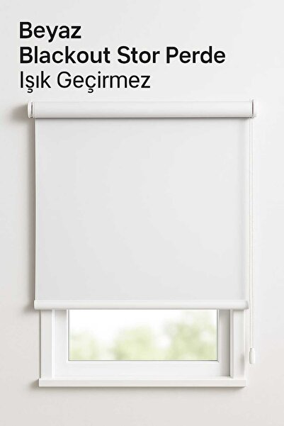 BULUT beyaz blackout karatmalı kalın stor perde aliminyum boru ve kasa