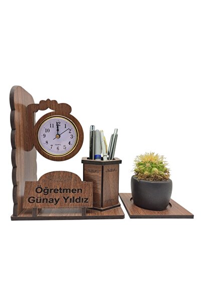 AYIŞIĞI HEDİYELİK Ahşap Masa Üstü İsimlik Saksıda Yapay Sarı Ağaç